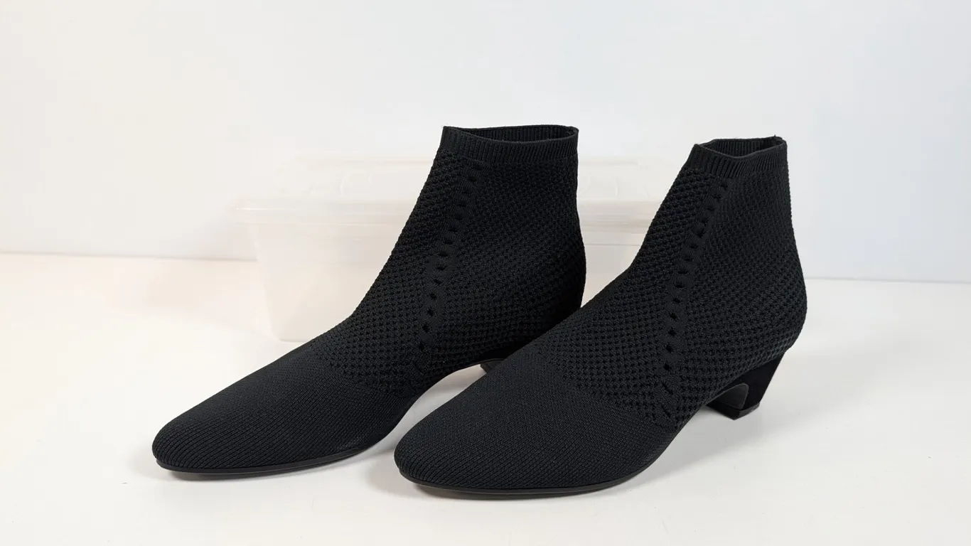 Eileen Fisher Black Knit Ankle Boots Size 8
