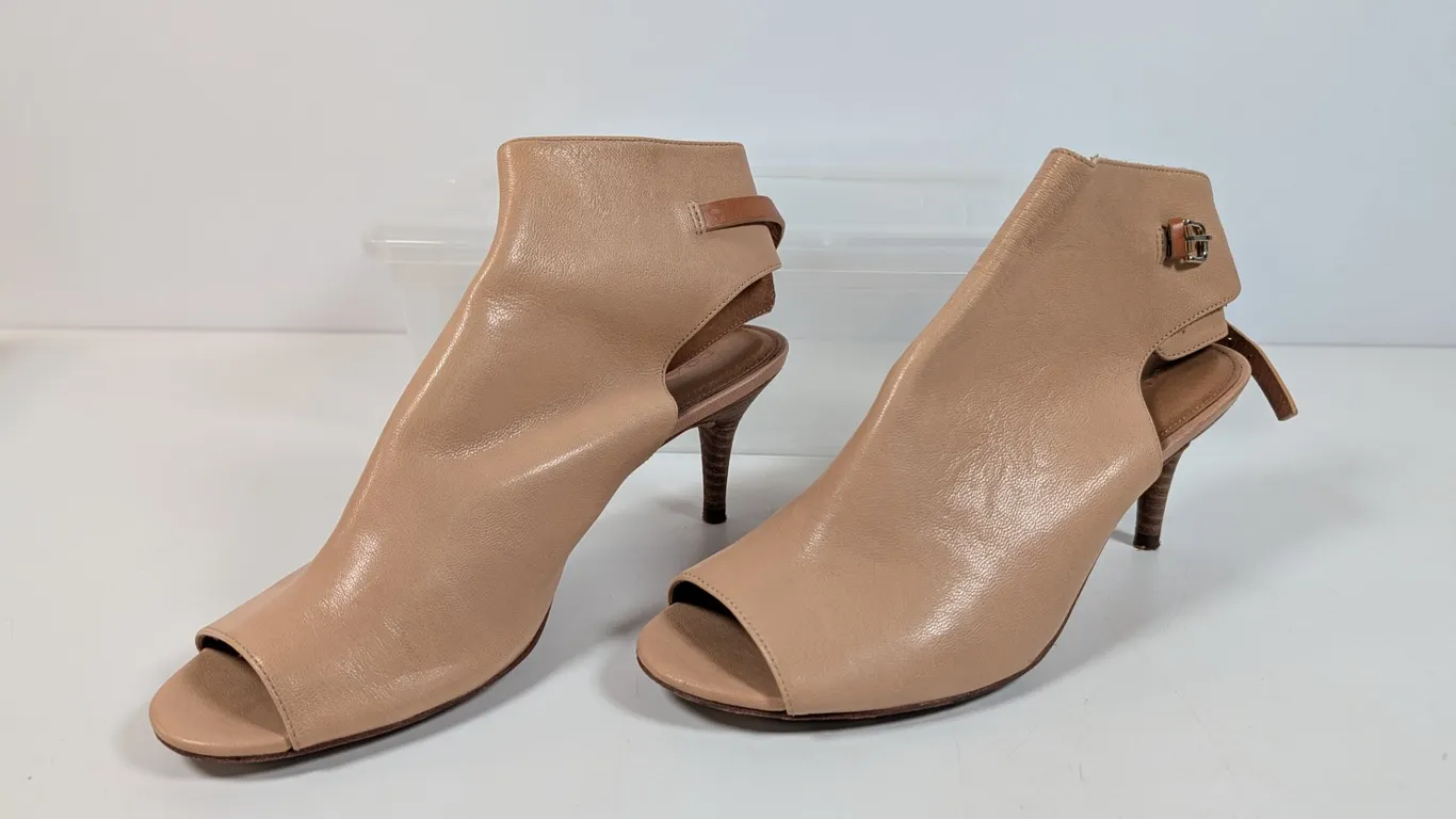 Coach New York Milah Peep Toe Leather Booties Heels
