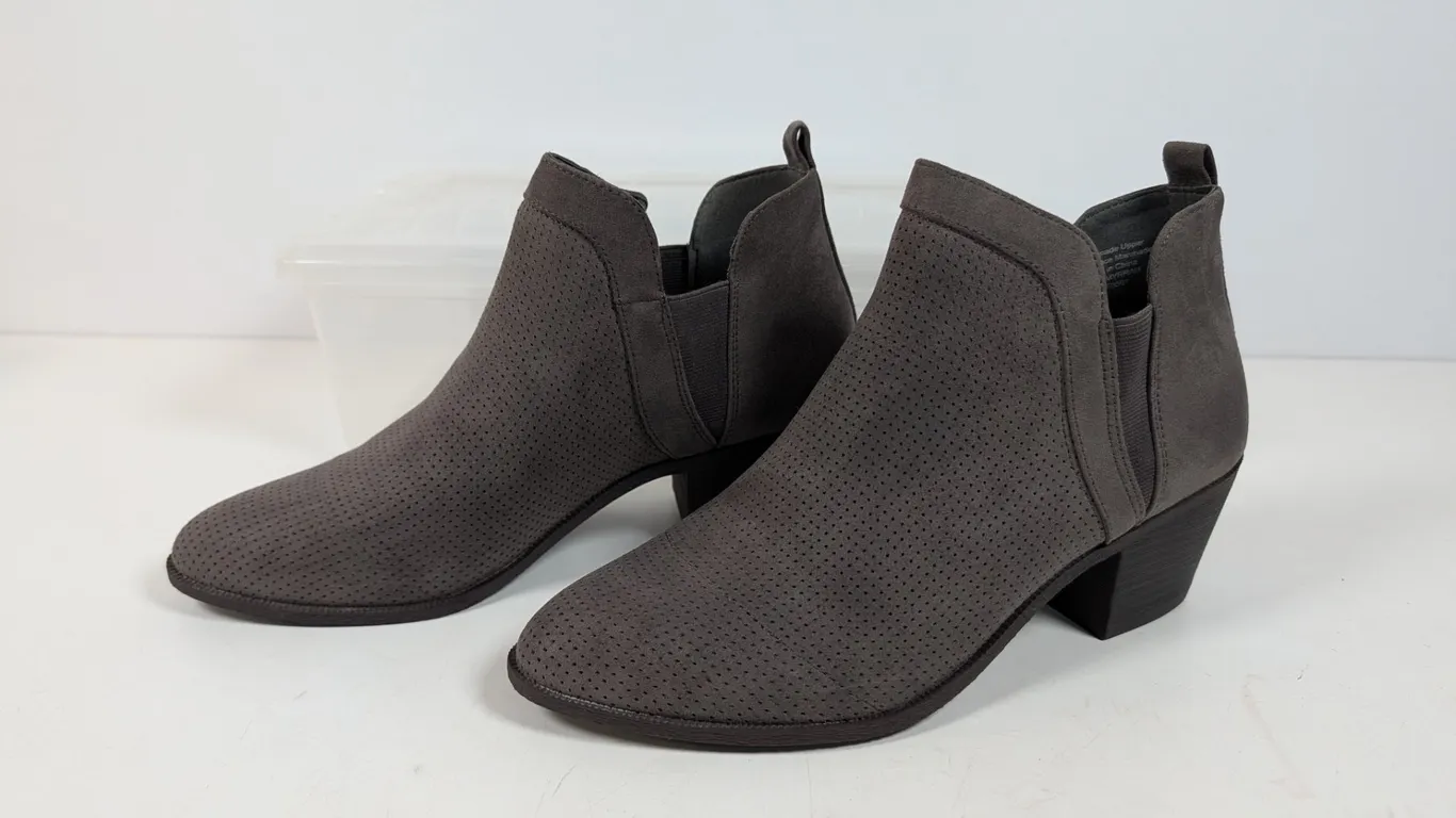 Style & Co. Gray Perforated Ankle Boots