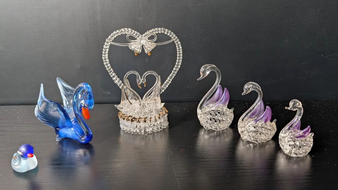 Lot of Glass Swan and Duck Figurines