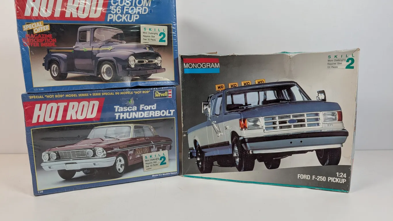 Vintage Revell & Monogram Hot Rod Model Kits: Ford Pickup & Thunderbolt