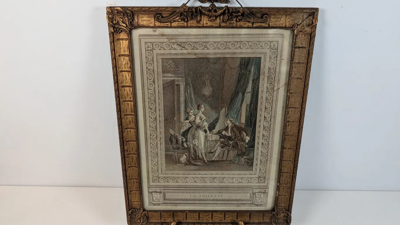 Framed French Engraving "La Toilette"