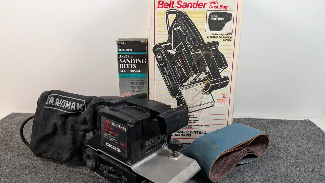 Sears Craftsman 3x21-inch Belt Sander with Dust Bag and Sanding Belts