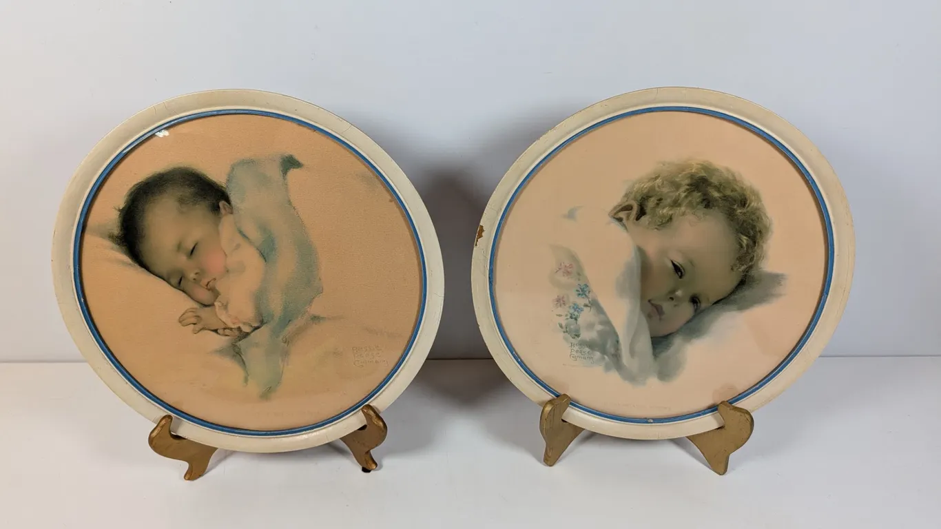 Pair of Framed Bessie Pease Gutmann Baby Prints