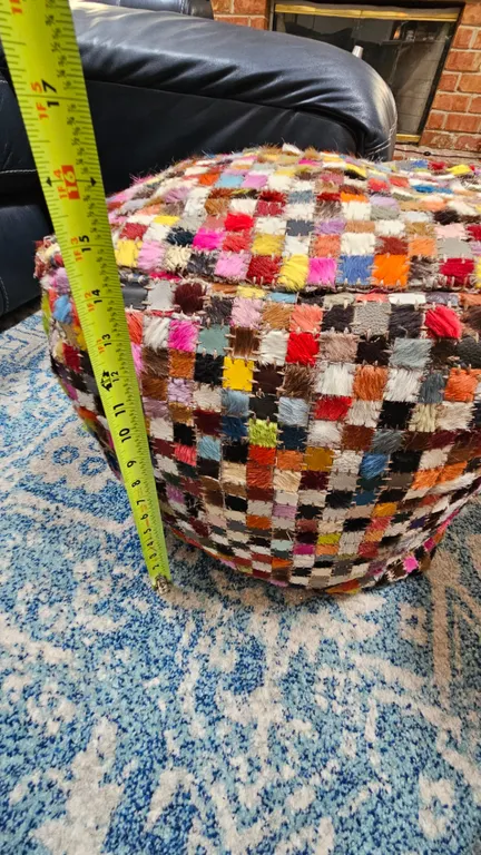Patchwork Hair-On-Hide Ottoman Pouf
