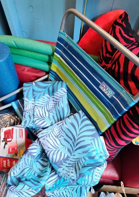 Coleman QuickPump, RIO Beach Chair, Pool Noodles, and Summer Outdoor Recreation Bundle