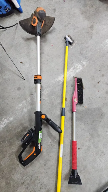 Worx 20V String Trimmer, Ice Scraper, and Deck Brush