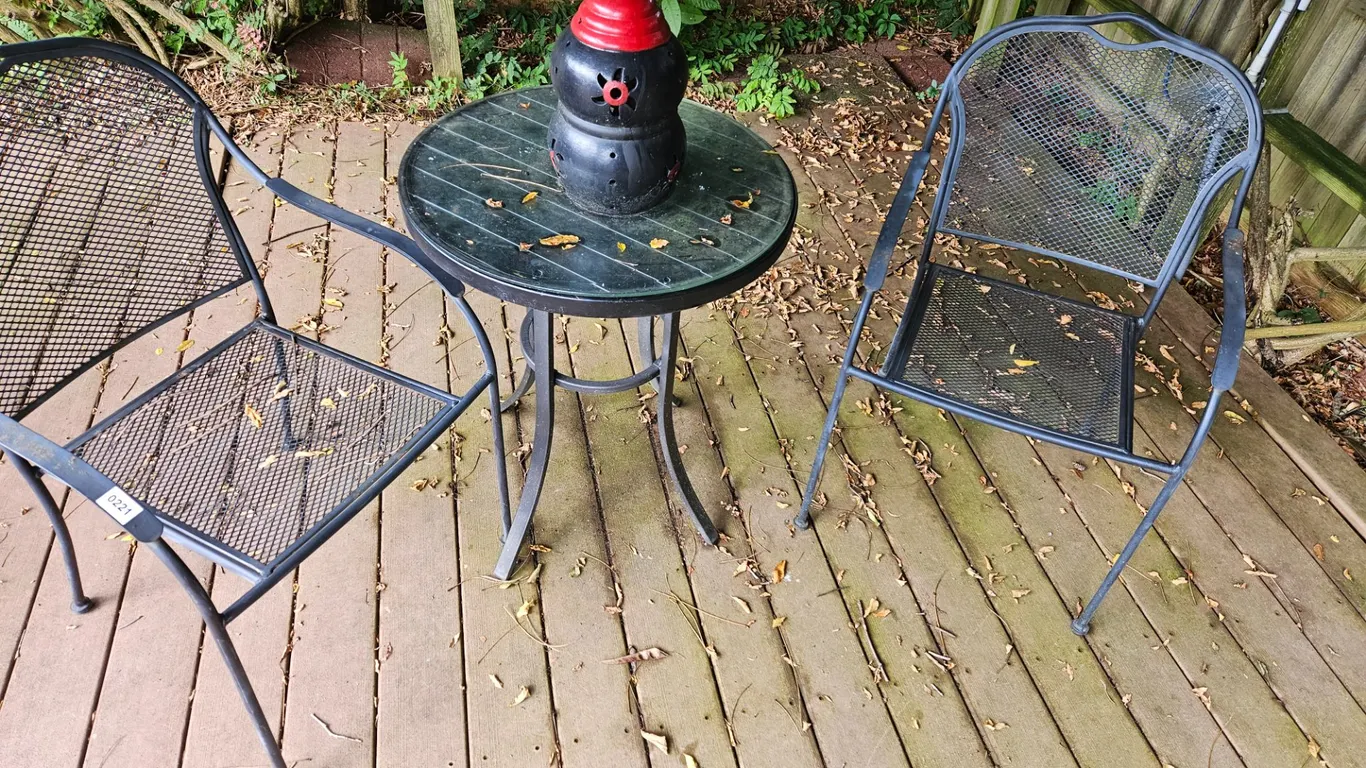 3-Piece Metal Patio Bistro Set with Glass-Top Table