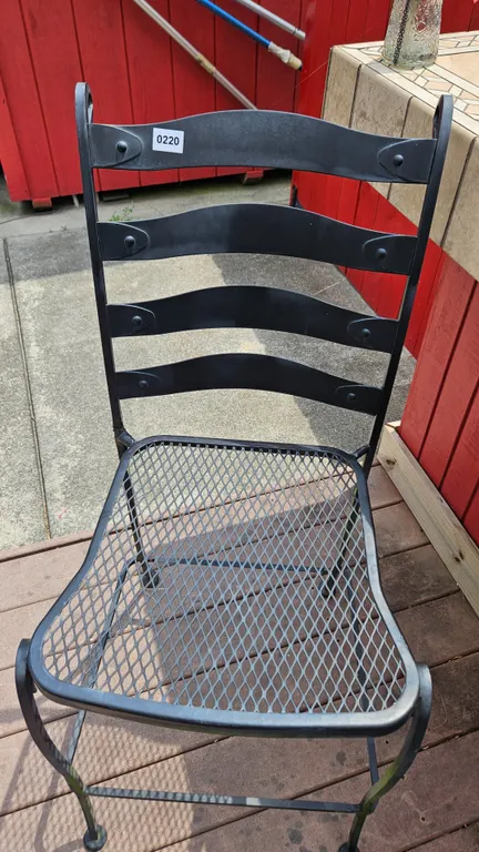 Pair of Black Metal Ladder Back Patio Chair