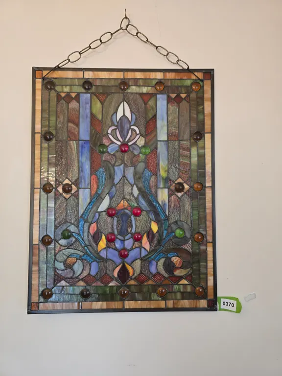 Ornate Stained Glass Style Panel with Jewel Accents