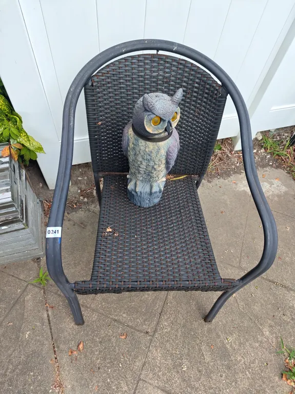 Garden Owl Statue and Patio Chair