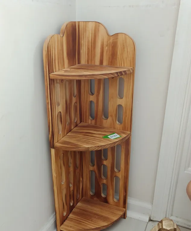 Rustic Wooden Corner Shelf Unit