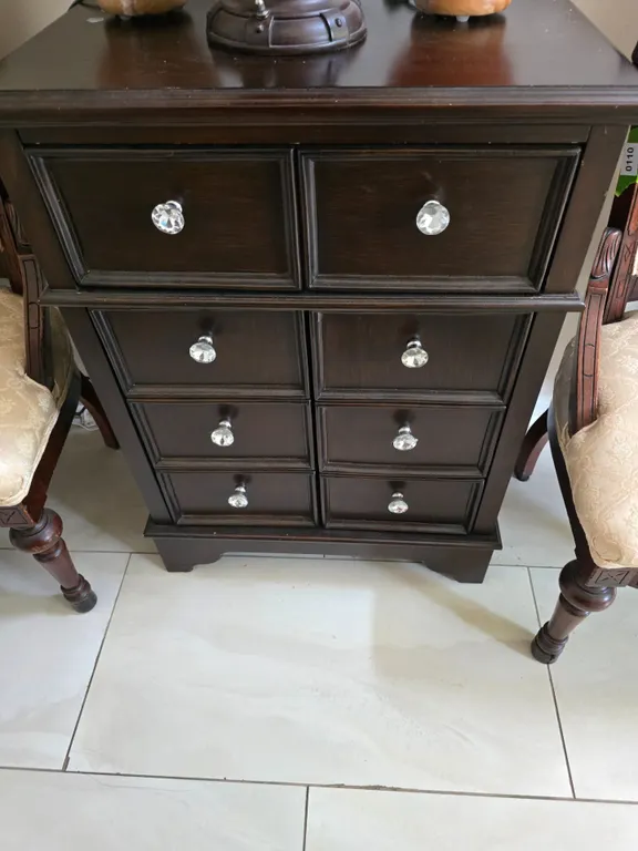 Dark Wood Accent Chest with Crystal Knobs