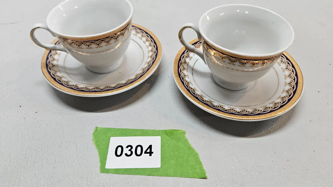 Two T. Limoges Fine Porcelain Teacups and Saucers