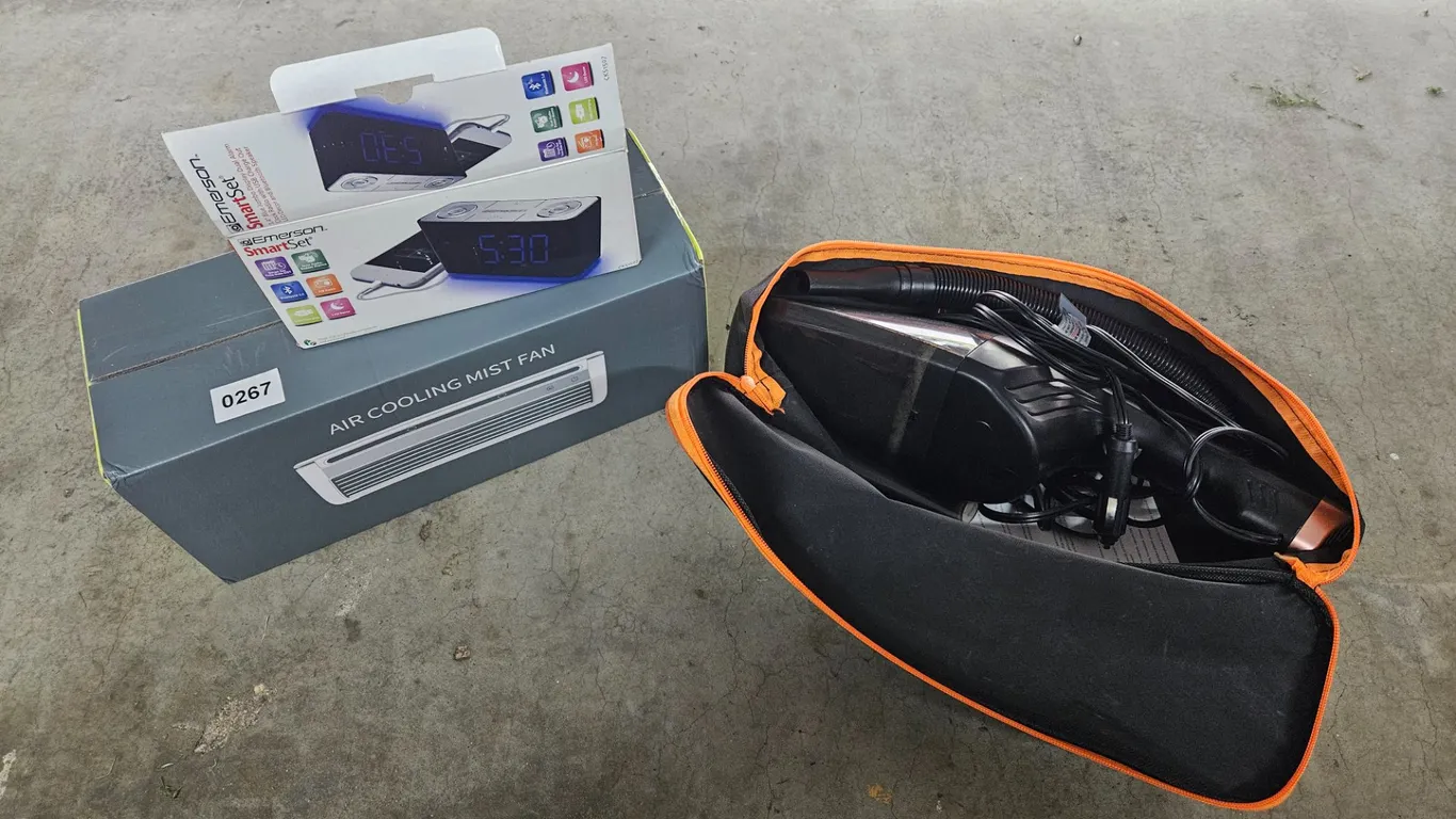 Emerson SmartSet Alarm Clock, Portable Air Cooling Mist Fan, and ThisWorx Car Vacuum