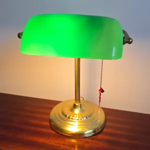 Green & Brass Banker's Lamp