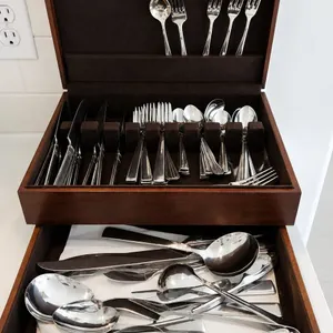 Reed & Barton Stainless Steel Flatware Set in Wood Chest