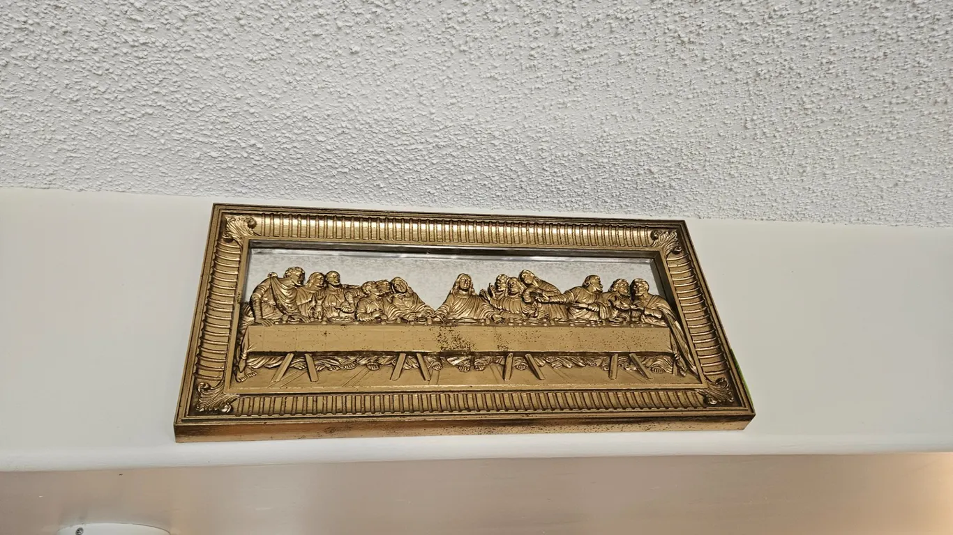Framed Last Supper Gilt Relief