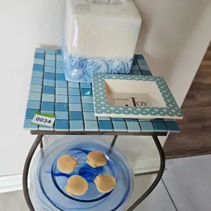 Mosaic Tile End Table with Coastal Decor
