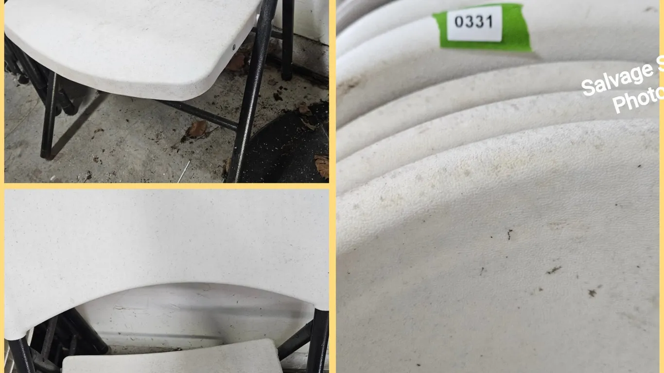 Lot of 11 White Plastic Folding Chairs