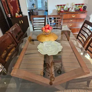 Glass Top Dining Table with 8 Chairs