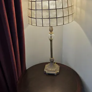 Vintage Capiz Shell and Metal Table Lamp