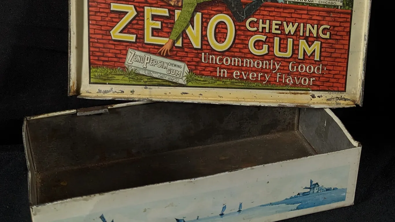 TIN LITHO ZENO PEPSIN CHEWING GUM DISPLAY BOX