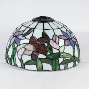 Vintage Stained Glass Iris Lamp Shade
