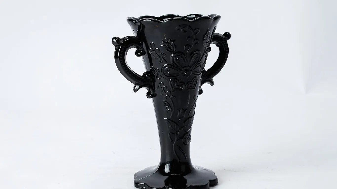 Art Deco Black Glass Vase