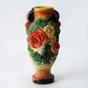 Vintage 1940 Chalkware Floral Urn Vase
