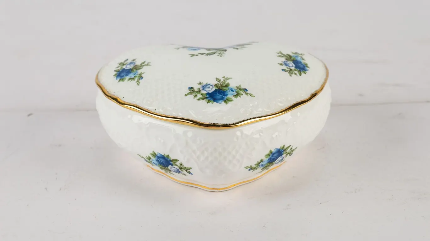 Royal Albert "Moonlight Rose" Heart-shaped China Trinket Box