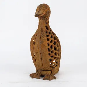 Vintage Cast Iron Openwork Duck Lantern Sculpture