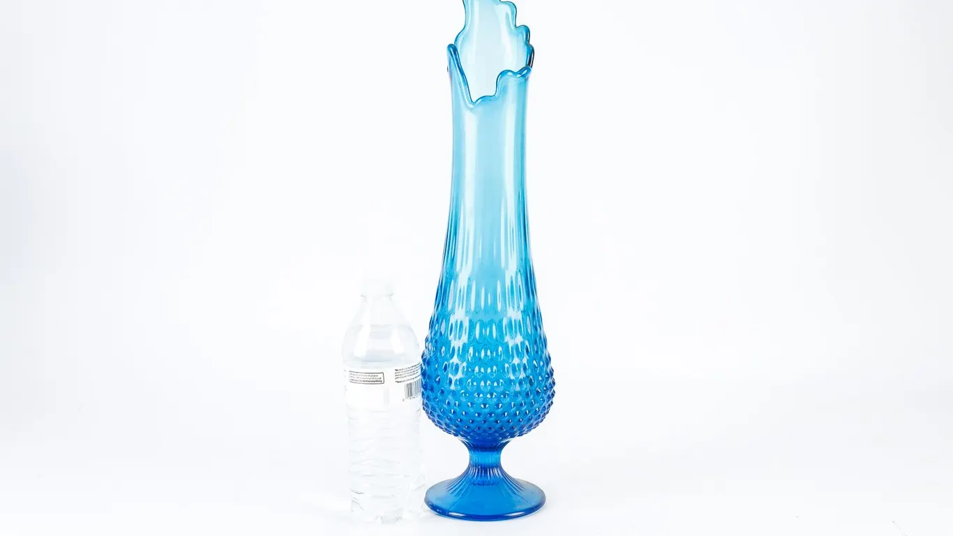 MCM Fenton Colonial Blue Hobnail Swung Vase