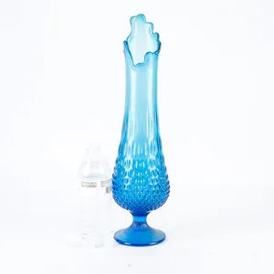 MCM Fenton Colonial Blue Hobnail Swung Vase