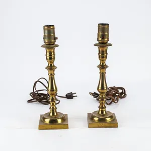 Pair of Vintage Brass Candlestick Table Lamps