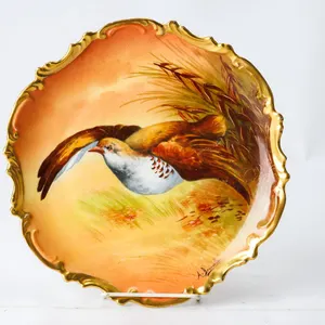 Antique Limoges Porcelain Cabinet Plate with Game Bird Motif