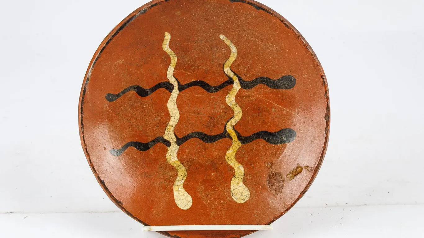 Vintage Turtle Creek Pottery Redware Plate by Greg Shooner