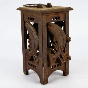 Rustic Cast Iron Fish Motif Lantern