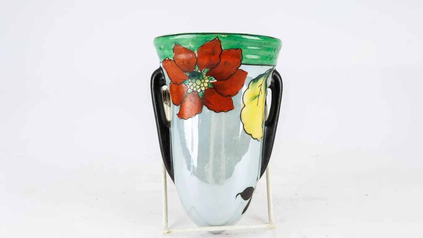 Vintage Art Deco Hand-Painted Porcelain Wall Pocket Vase