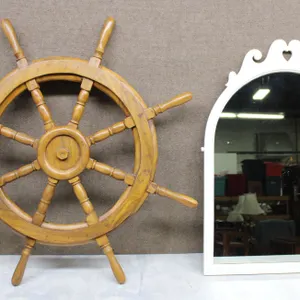 Ship's Wheel and Decorative Wall Mirror