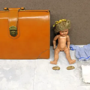 Shirley Temple Composition Doll with Clothes and Leather Case
