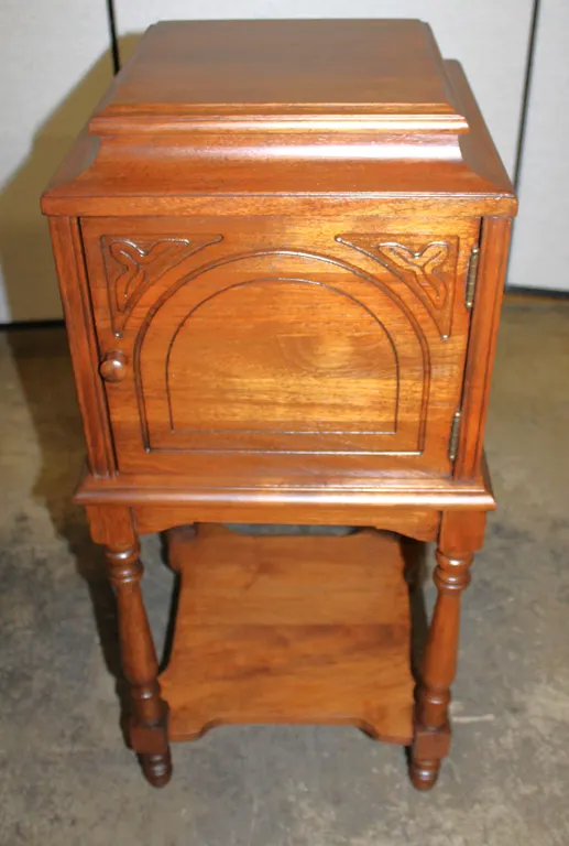 Wooden Smoking Stand with Brass-Lined Interior