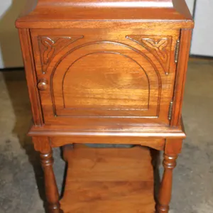 Wooden Smoking Stand with Brass-Lined Interior