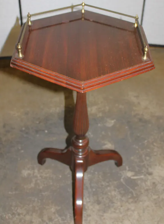 Ethan Allen Hexagonal Mahogany Side Table