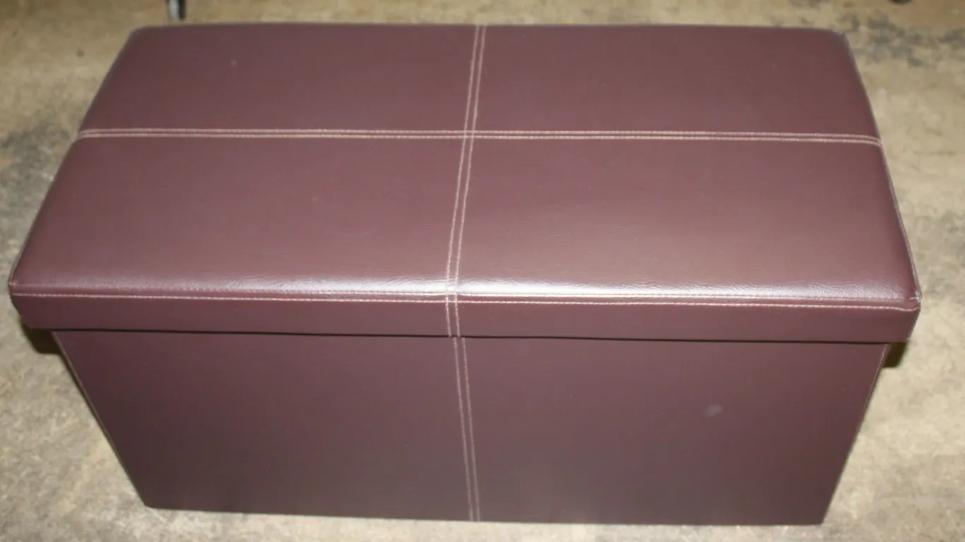 Brown Faux Leather Storage Ottoman Bench