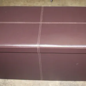 Brown Faux Leather Storage Ottoman Bench