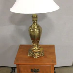 Ethan Allen by Baumritter Wood Table and Brass Lamp