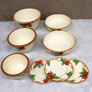 Franciscan Apple Pattern Mixing Bowls and Plates, Set of 8