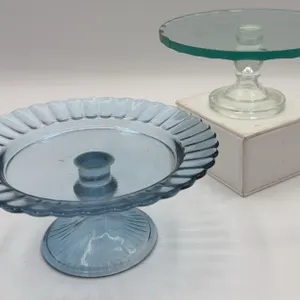 Two Small Glass Pedestal Cake Plates