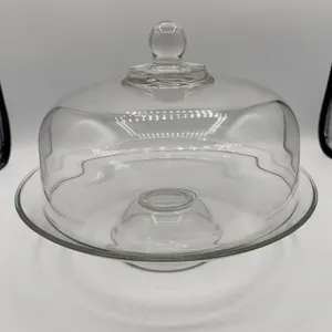 Large Glass Cake Pedestal Plate and Dome Lid/Cloche